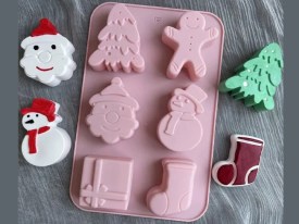 Molde silicona arbol navidad y 5 figuras